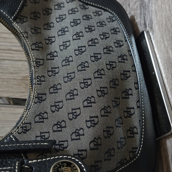 Vintage Dooney & Bourke Monogram Logo Hobo Shoulder Hand Bag Black Grey - Picture 7 of 13